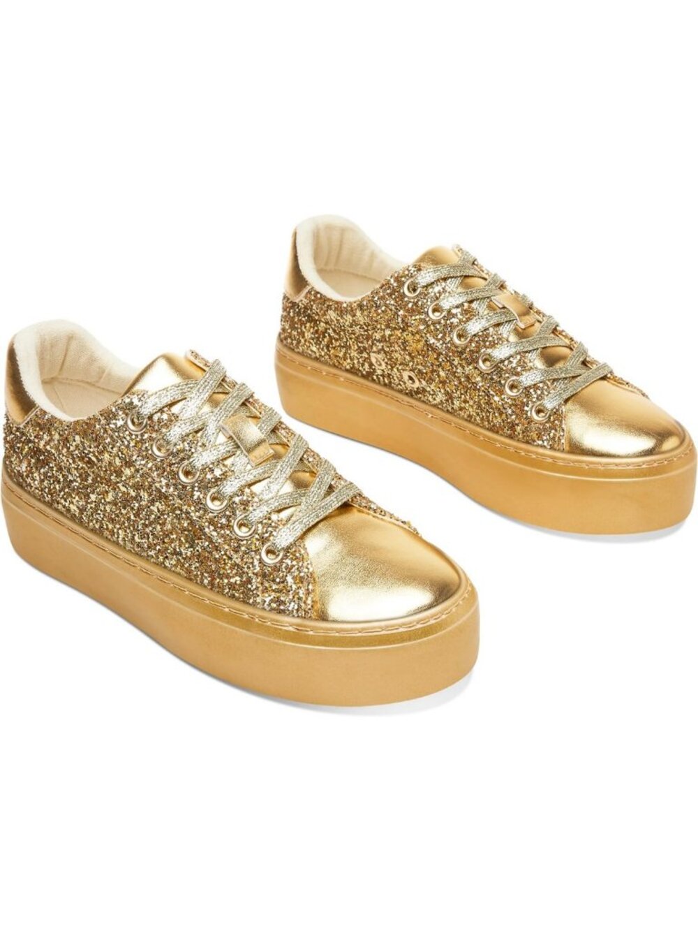 Glitter Platform Sneakers | Sparkly Lace-Up Chunky Tennis Shoes | Comfortable